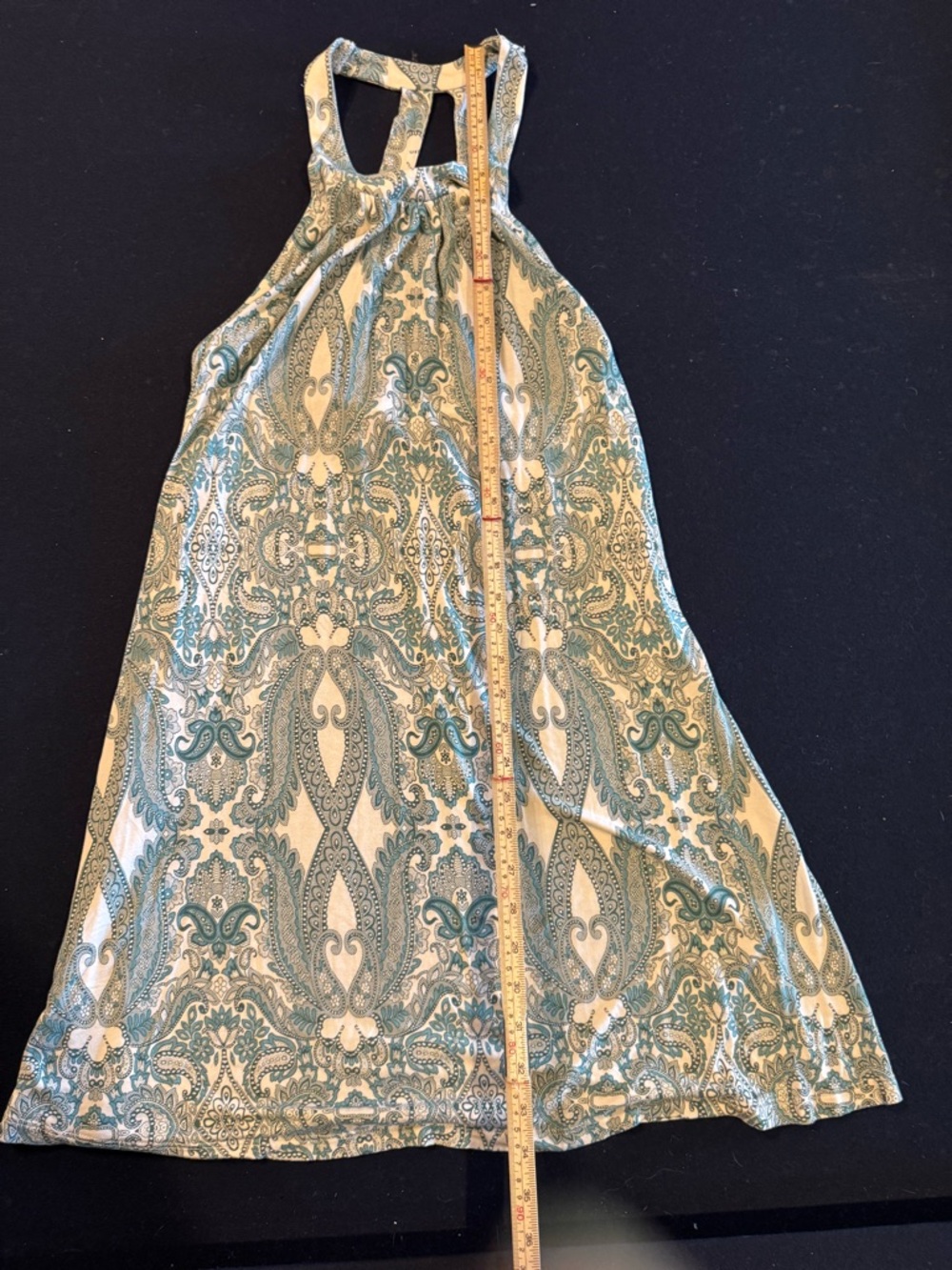 VENUS Teal Paisley Halter Midi Dress with White Base - Picture 2 of 8